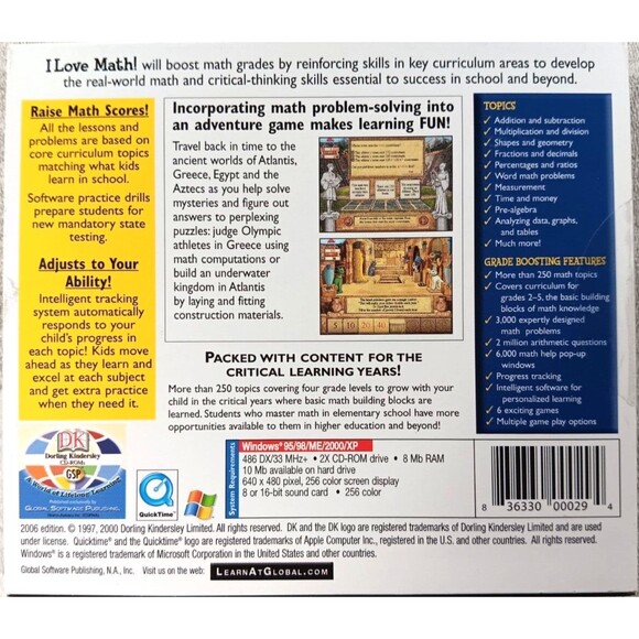 I Love Math! PC Video Game Ages 7-11 WIN MAC 2000 Dorling Kindersley - Picture 3 of 3